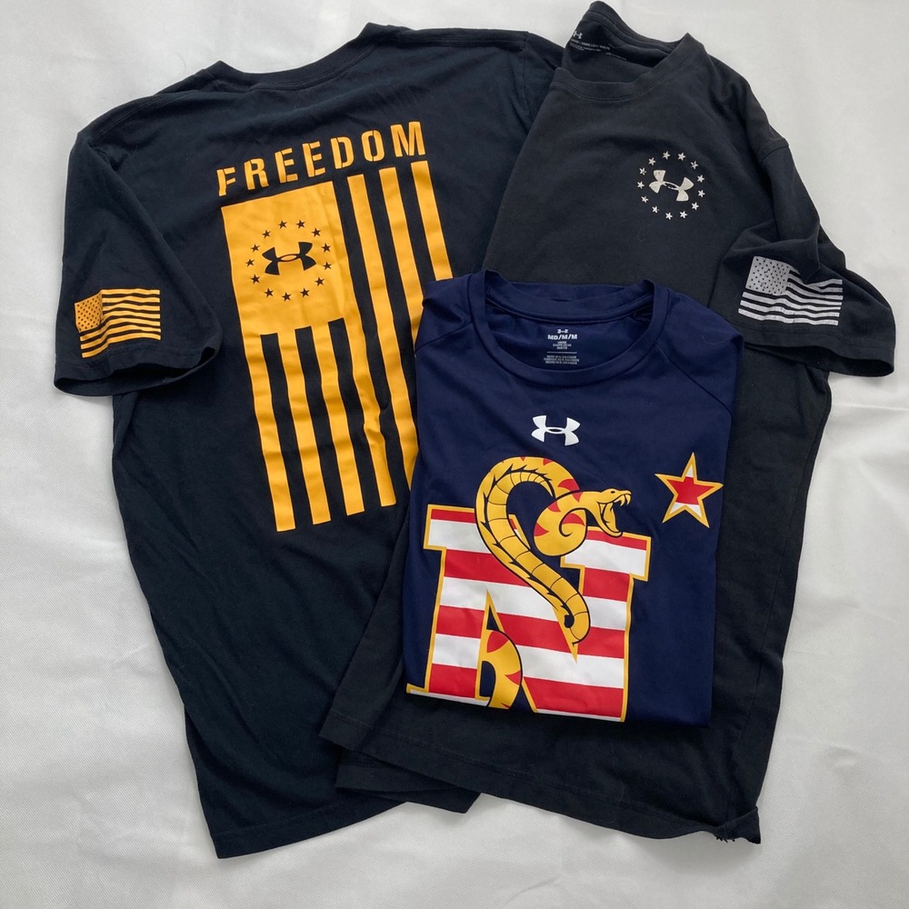 Under Armour Freedom Navy Midshipmen T-Shirt Bundle Mens Medium Black Blue 3pk